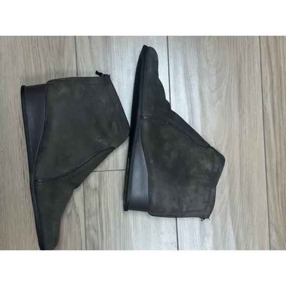 Arche Suede Wedge Booties Size 9.5 Gray Ankle Boots Casual Comfort Low Heel - Picture 11 of 13